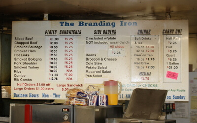 Menu for Branding Iron